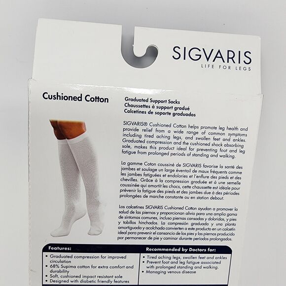 Sigvaris 15-20 mmHg Graduated Support Socks Cushion Cotton C White 142CC00 Women - Picture 8 of 10